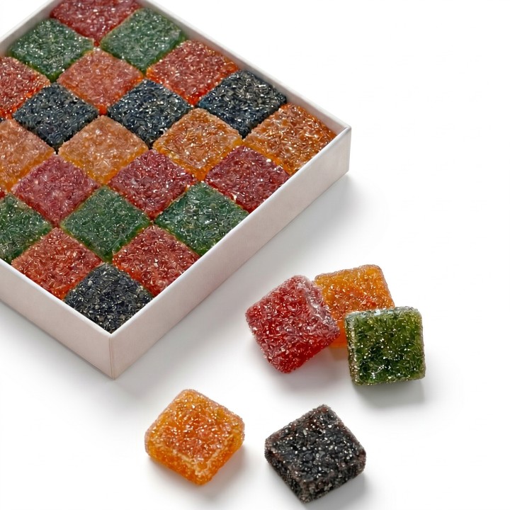 Pâtes de fruits carrées (25)  en boîte